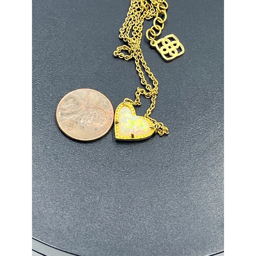 KENDRA‎ SCOTT Ari Heart Necklace Gold Plated Opal Stone